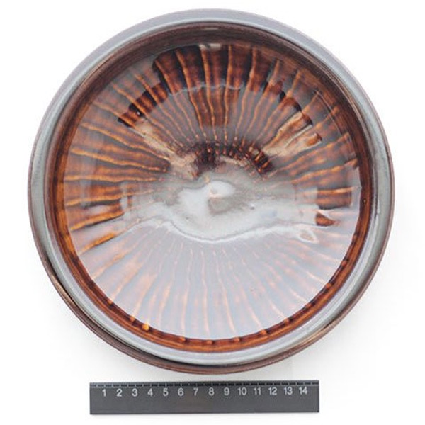 小石原焼 圭秀窯 刷毛目皿(飴釉)