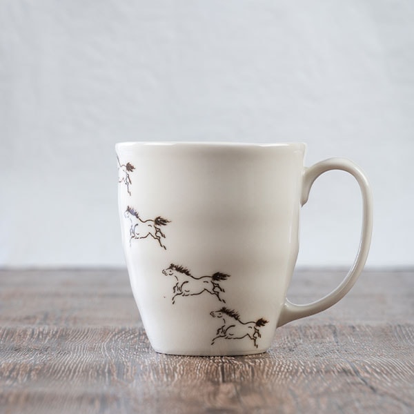 大堀相馬焼 松永窯 馬九行久(うまくいく)マグカップ 2色セット