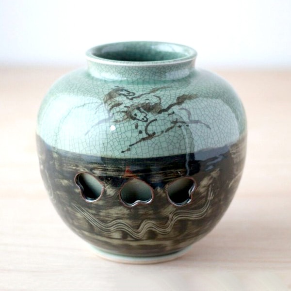 大堀相馬焼 松永窯 二重 丸壺