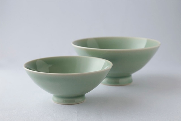 大堀相馬焼 松永窯 飯碗 青磁色 夫婦茶碗 揃えペアセット