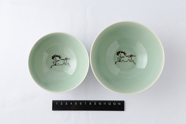 大堀相馬焼 松永窯 飯碗 青磁色 夫婦茶碗 揃えペアセット