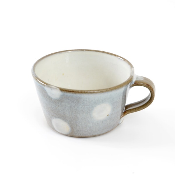 小石原焼 ヤママル窯 水玉スープカップ (白)