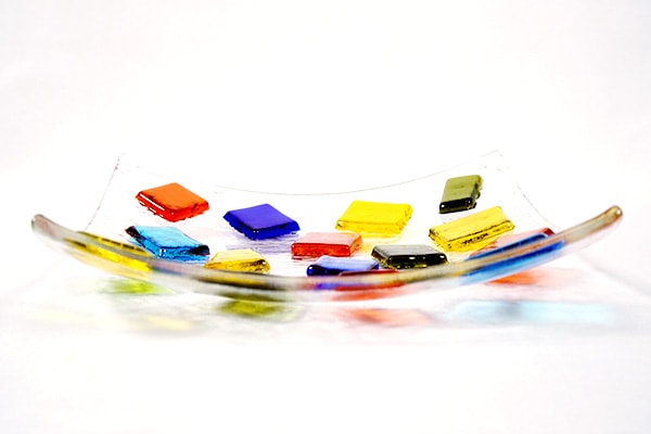 琉球ガラス グラスアート藍 万華鏡プレート 14cm角(クリア) (ラッピング・熨斗不可)