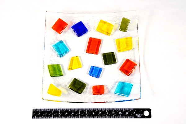 琉球ガラス グラスアート藍 万華鏡プレート 14cm角(クリア) (ラッピング・熨斗不可)