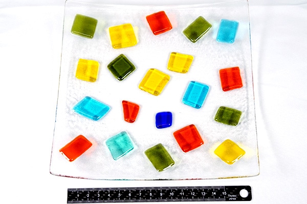琉球ガラス グラスアート藍 万華鏡プレート 19.5cm角(クリア) (ラッピング・熨斗不可)