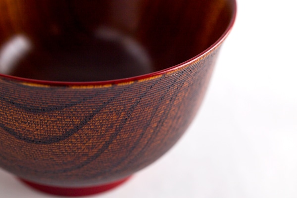 山中漆器　うるしの器あさだ　3.6 欅名人芸 汁椀 渕朱