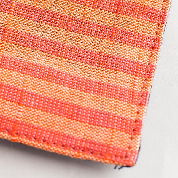 会津木綿 HARAPPA コースター(ピンク棒縞オレンジ)