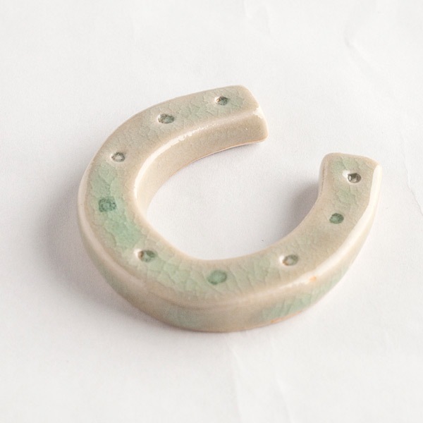 大堀相馬焼　松永窯　馬蹄箸置き　グリーン