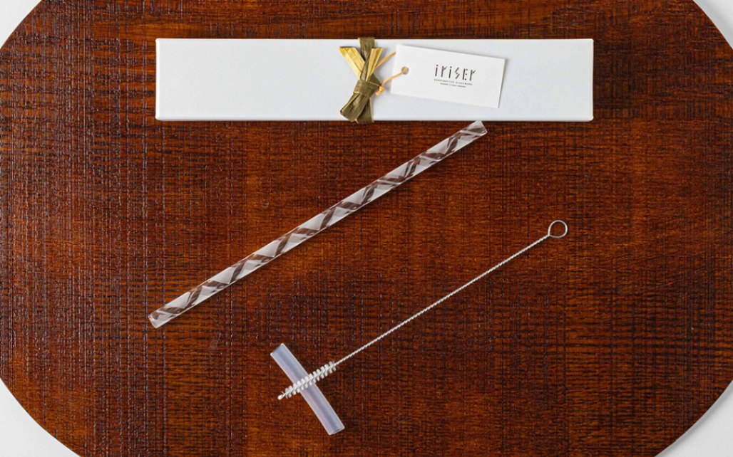 iriser ガラスストロー「チェック」20cm