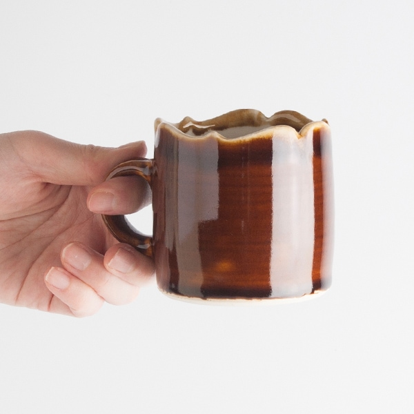 大堀相馬焼 吉田直弘 飴釉稜花マグ（カクカク）