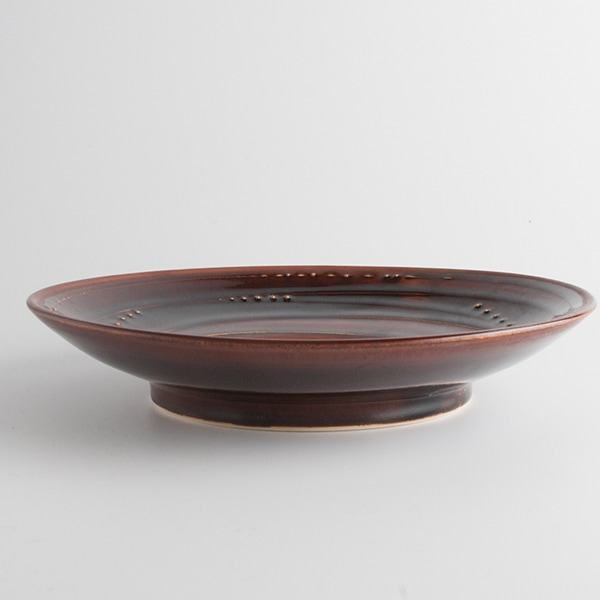 大堀相馬焼 吉田直弘 飴釉線紋大皿