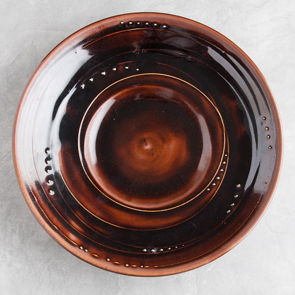 大堀相馬焼 吉田直弘 飴釉線紋大皿