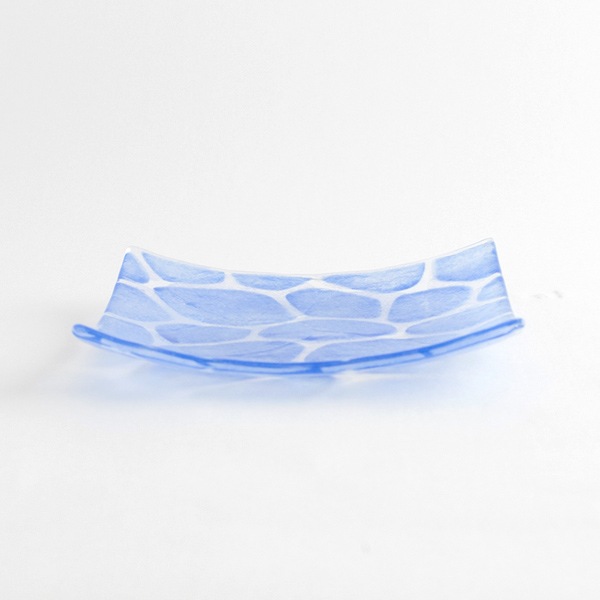 琉球ガラス　グラスアート藍　Minasoko プレート14.5cm(ブルー) (ラッピング・熨斗不可)