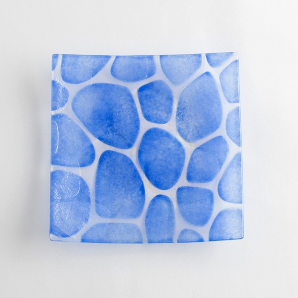 琉球ガラス　グラスアート藍　Minasoko プレート14.5cm(ブルー) (ラッピング・熨斗不可)