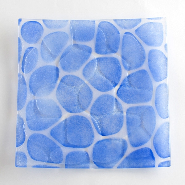 琉球ガラス　グラスアート藍　Minasoko プレート19.5cm(ブルー) (ラッピング・熨斗不可)