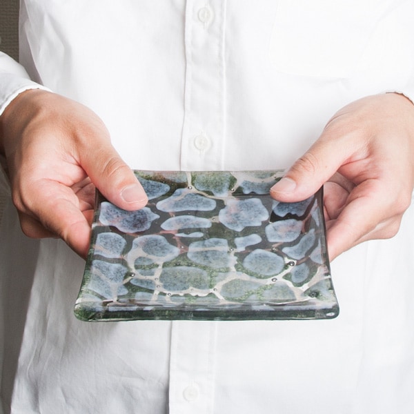 琉球ガラス グラスアート藍　GUSUKU プレート15cm(知念城 Chinen Gusuku) (ラッピング・熨斗不可)