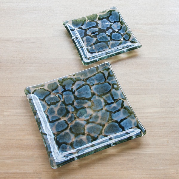 琉球ガラス グラスアート藍　GUSUKU プレート20cm(知念城 Chinen Gusuku) (ラッピング・熨斗不可)