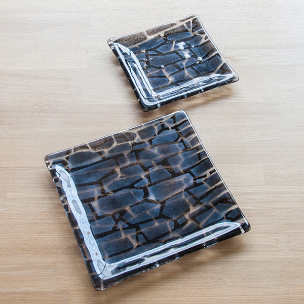 琉球ガラス グラスアート藍 GUSUKU プレート15cm(今帰仁城 Nakijin Gusuku) (ラッピング・熨斗不可)