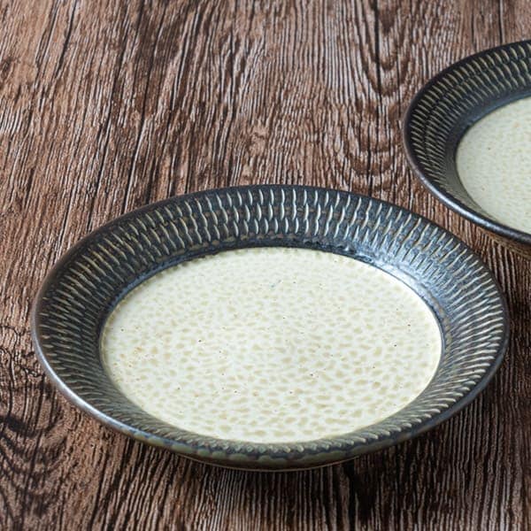 小石原焼 カネハ窯 飛び鉋プレート【大】(茶マット)