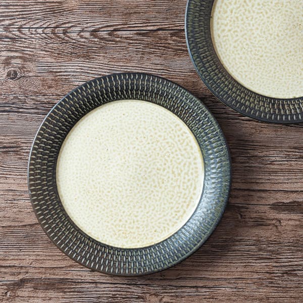 小石原焼 カネハ窯 飛び鉋プレート【大】(茶マット)