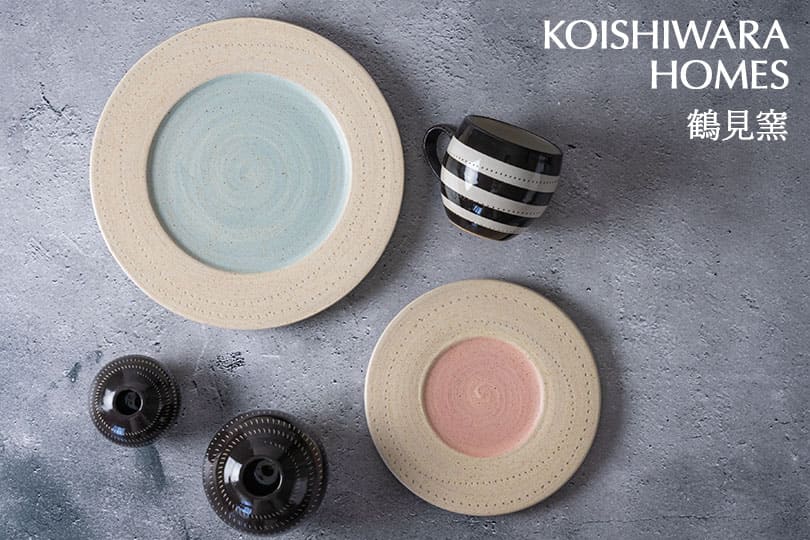 KOISHIWARA HOMES 鶴見窯 プレート（ナチュラル・ピンク）【S】