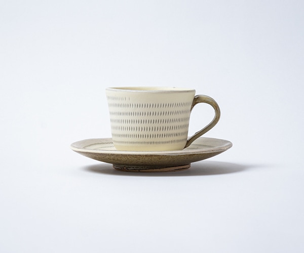 小石原焼 原彦窯 コーヒーカップ&ソーサー(ホワイト・マット)