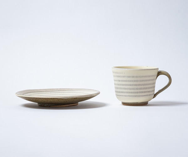小石原焼 原彦窯 コーヒーカップ&ソーサー(ホワイト・マット)