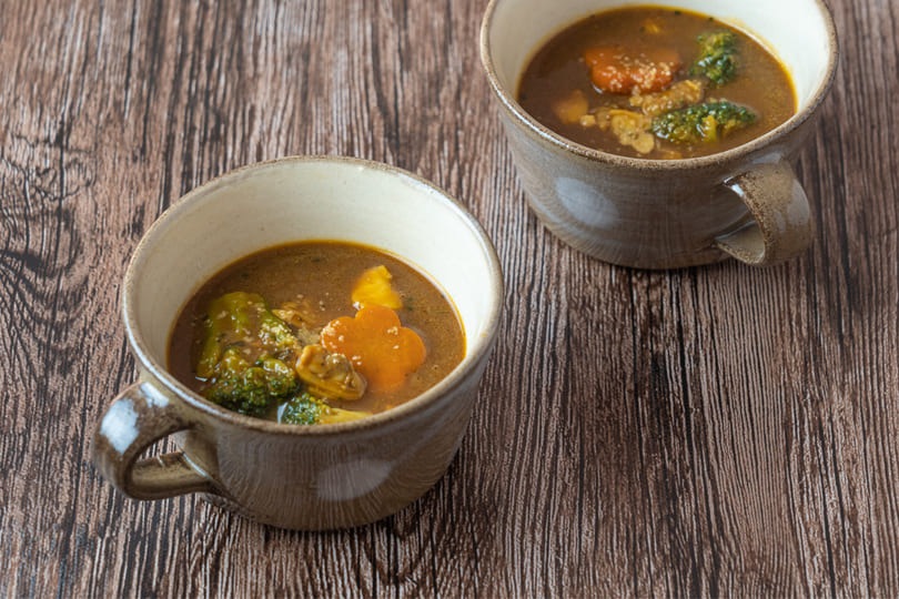 小石原焼 ヤママル窯 水玉スープカップ(茶)