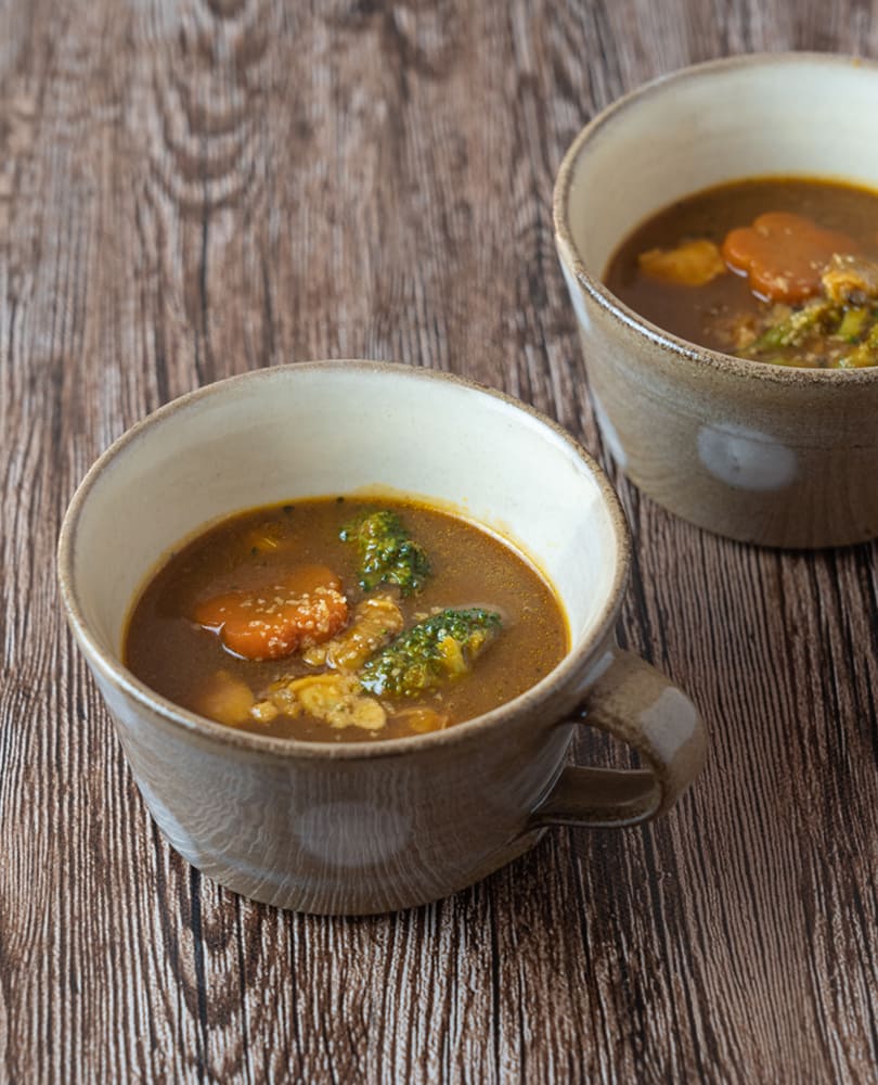 小石原焼 ヤママル窯 水玉スープカップ(茶)