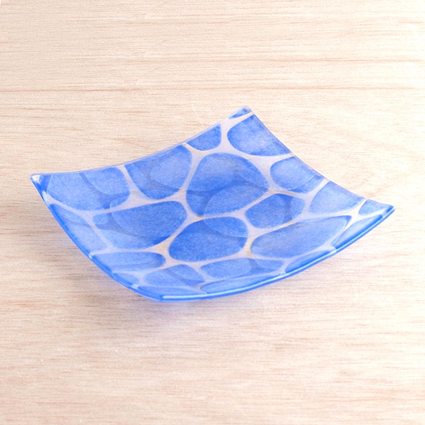 琉球ガラス　グラスアート藍　Minasoko プレート14.5cm(ブルー) (ラッピング・熨斗不可)