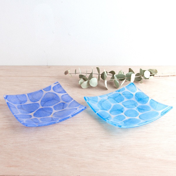 琉球ガラス　グラスアート藍　Minasoko プレート14.5cm(ブルー) (ラッピング・熨斗不可)