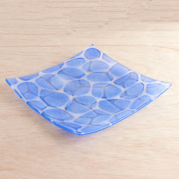 琉球ガラス　グラスアート藍　Minasoko プレート19.5cm(ブルー) (ラッピング・熨斗不可)