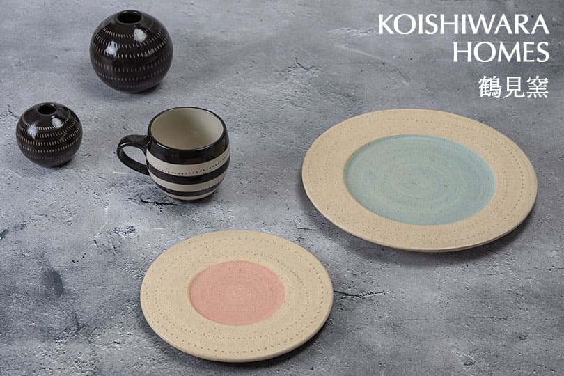 KOISHIWARA HOMES 鶴見窯 プレート（ナチュラル・ピンク）【S】