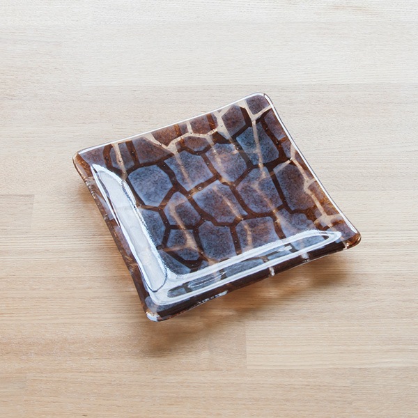 琉球ガラス グラスアート藍　GUSUKU プレート15cm(座喜味城 Zakimi Gusuku) (ラッピング・熨斗不可)