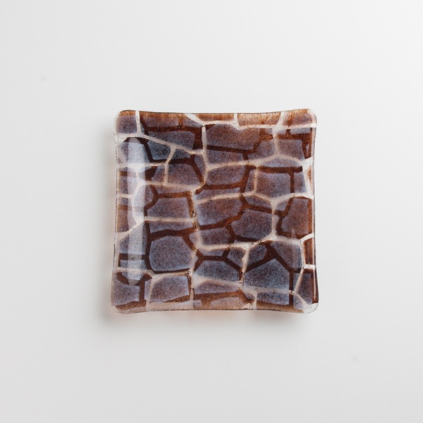 琉球ガラス グラスアート藍　GUSUKU プレート15cm(座喜味城 Zakimi Gusuku) (ラッピング・熨斗不可)