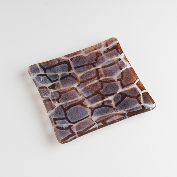 琉球ガラス グラスアート藍　GUSUKU プレート15cm(座喜味城 Zakimi Gusuku) (ラッピング・熨斗不可)