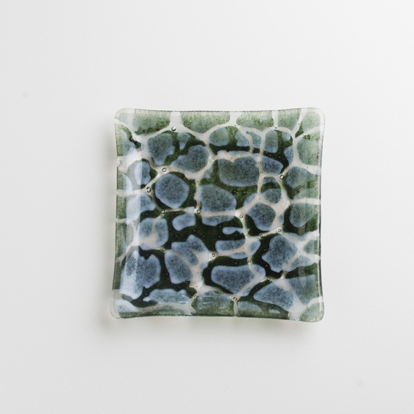 琉球ガラス グラスアート藍　GUSUKU プレート15cm(知念城 Chinen Gusuku) (ラッピング・熨斗不可)