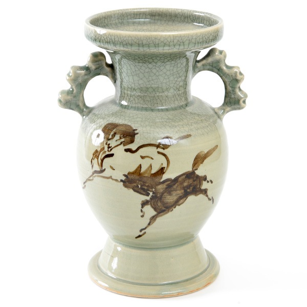 大堀相馬焼 松永窯 耳付き花瓶(大)