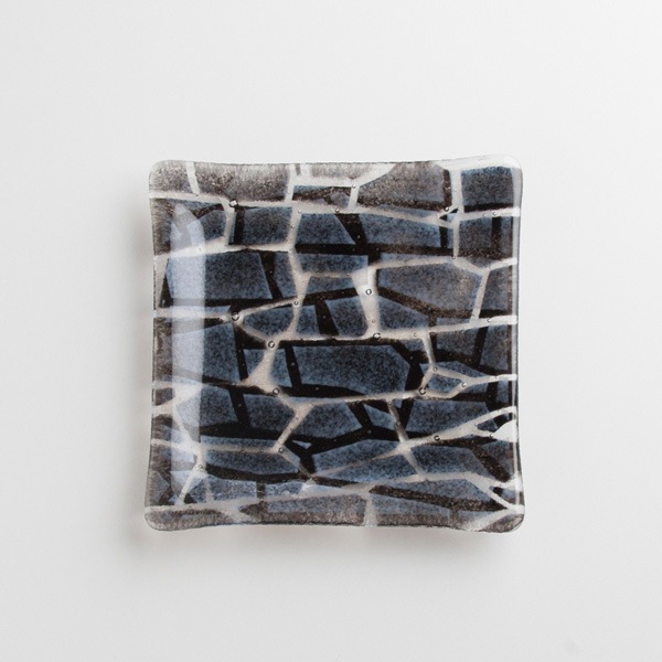 琉球ガラス グラスアート藍　GUSUKU プレート15cm(今帰仁城 Nakijin Gusuku) (ラッピング・熨斗不可)