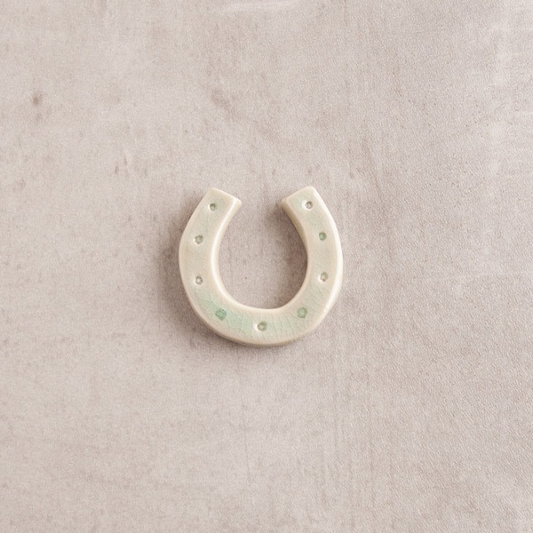 大堀相馬焼　松永窯　馬蹄箸置き　グリーン