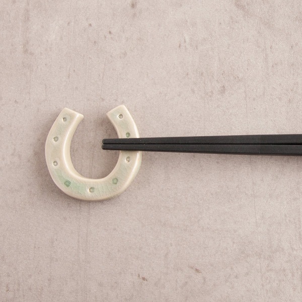 大堀相馬焼　松永窯　馬蹄箸置き　グリーン