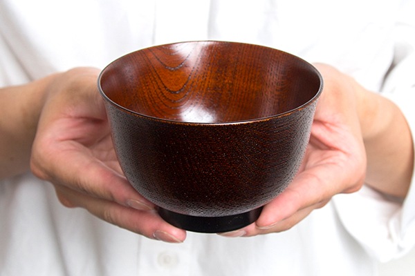 山中漆器　うるしの器あさだ　山中漆器　うるしの器あさだ　3.6 欅名人芸 汁椀 渕黒