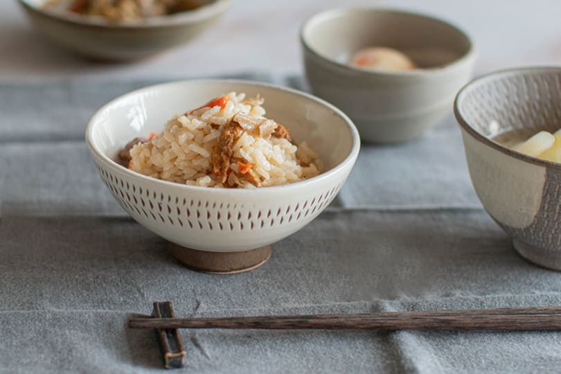小石原焼 カネハ窯 フチ飛び鉋飯碗(小)