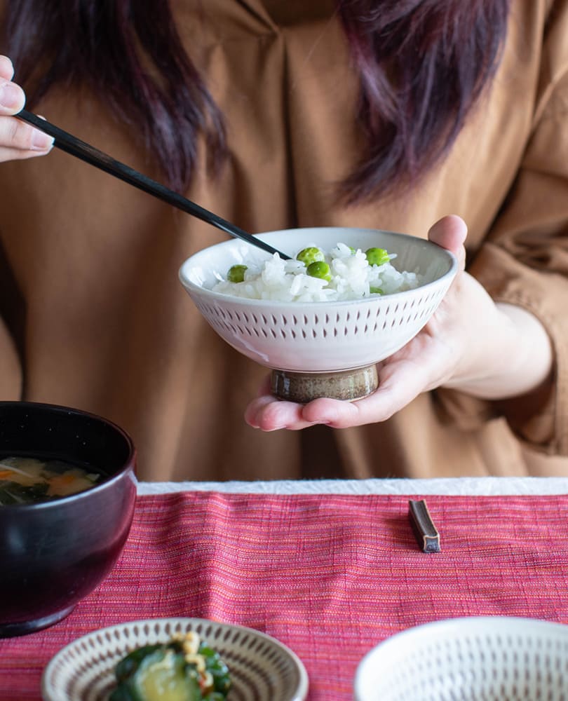 小石原焼 カネハ窯 フチ飛び鉋飯碗(小)