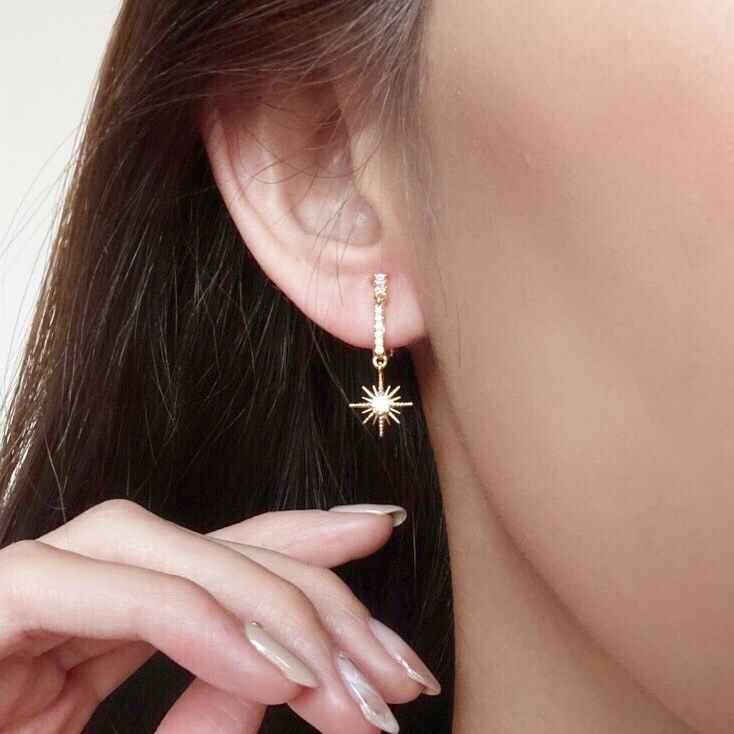 ロングストーンシャインイヤリング【ニッケルフリー】