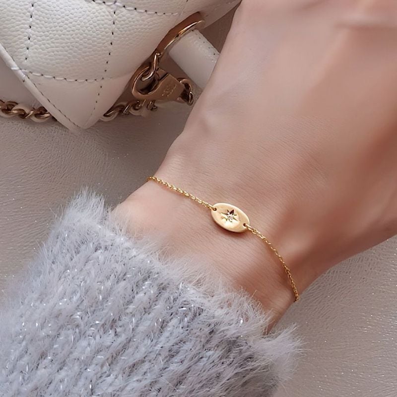 サンストーンプレートブレスレット【ニッケルフリー】