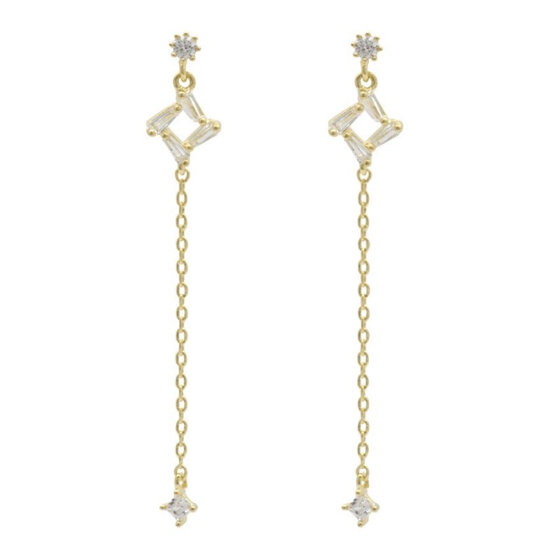 クリスタルロンバースチェーンピアス【ニッケルフリー】