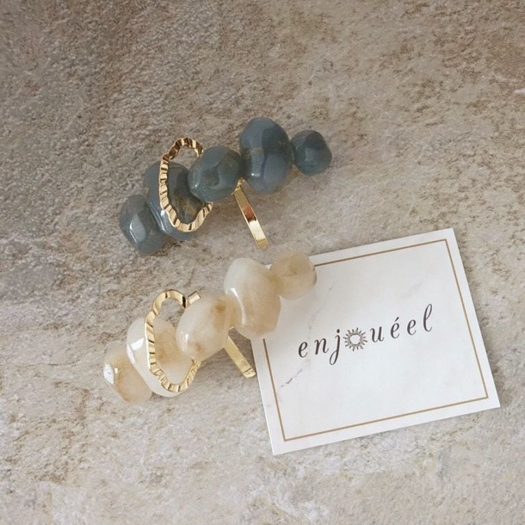 ゴールドパウダーストーンポニーフック(ゴム付き)