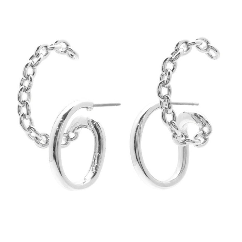 ダブルフープチェーンピアス【ニッケルフリー】(silver)