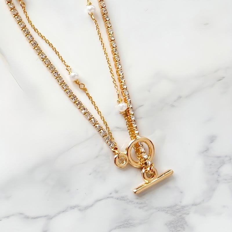 パールチェーンテニスブレスレット【ニッケルフリー】